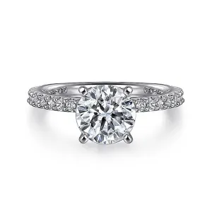 14K White Gold 'Logan' Classic Round Natural Diamonds Engagement Ring