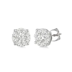 14K White Gold Lovebright Diamond Cluster Earrings