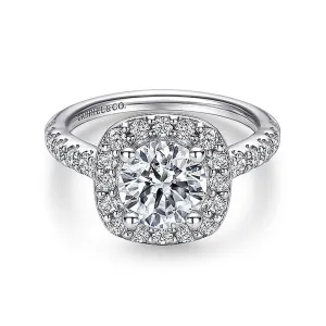 14K White Gold 'Lyla' Halo Round Natural Diamonds Engagement Ring