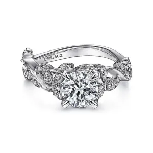 14K White Gold 'Martedi' Free Form Round Natural Diamonds Engagement Ring
