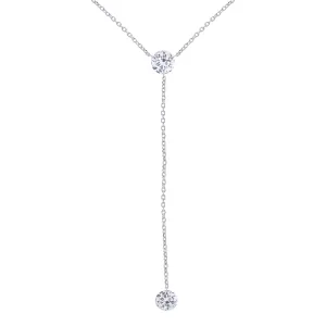 14K White Gold Naked Diamonds Lariat Necklace