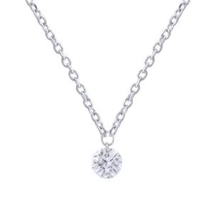 14K White Gold Naked Diamonds Solitaire Necklace