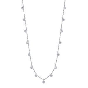 14K White Gold Naked Diamonds Station Necklace