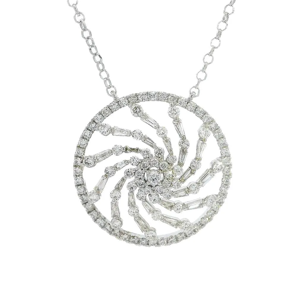 14K White Gold Natural Diamonds Contemporary Necklace