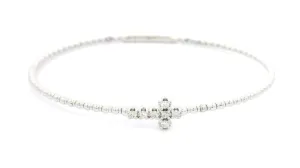 14K White Gold Natural Diamonds Cross Flex Bracelet