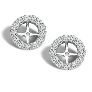 14K White Gold Natural Diamonds Jacket Earrings