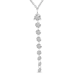 14K White Gold Natural Diamonds Lariat Necklace