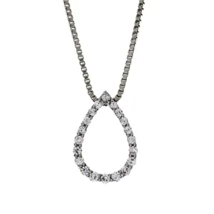 14K White Gold Natural Diamonds Pear Pendant