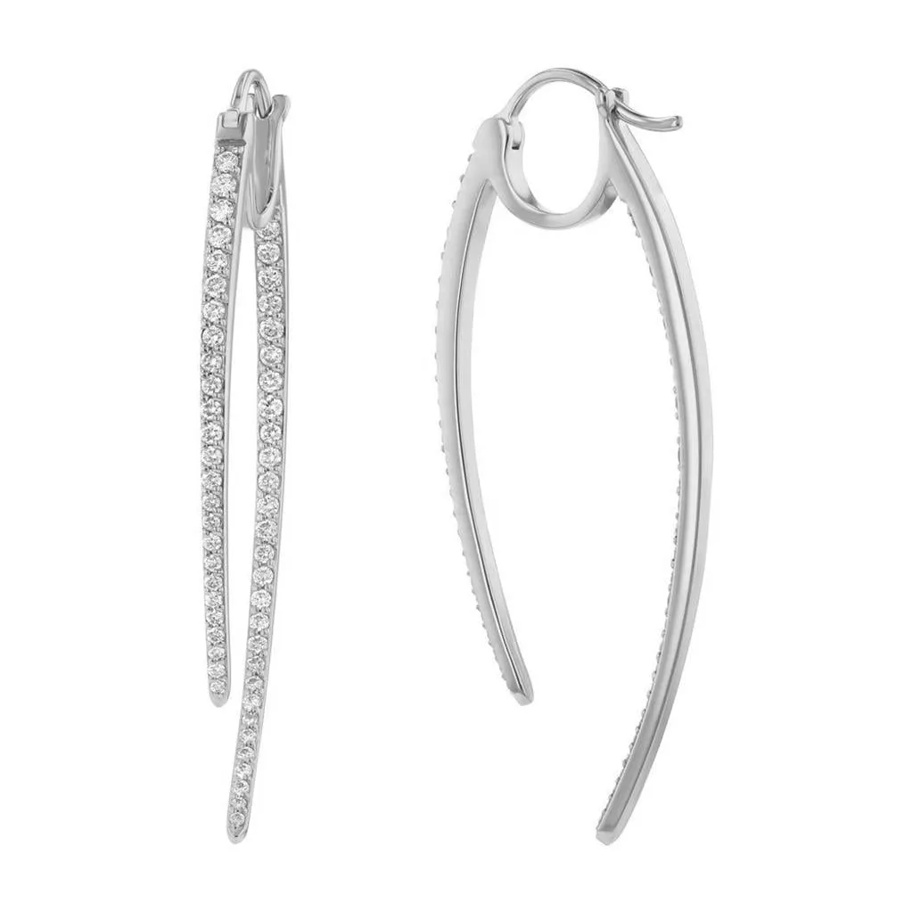14K White Gold "Sabretooth" Inside Out Diamond Earring