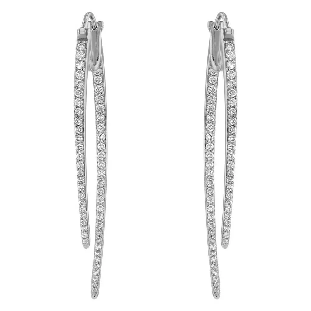 14K White Gold "Sabretooth" Inside Out Diamond Earring