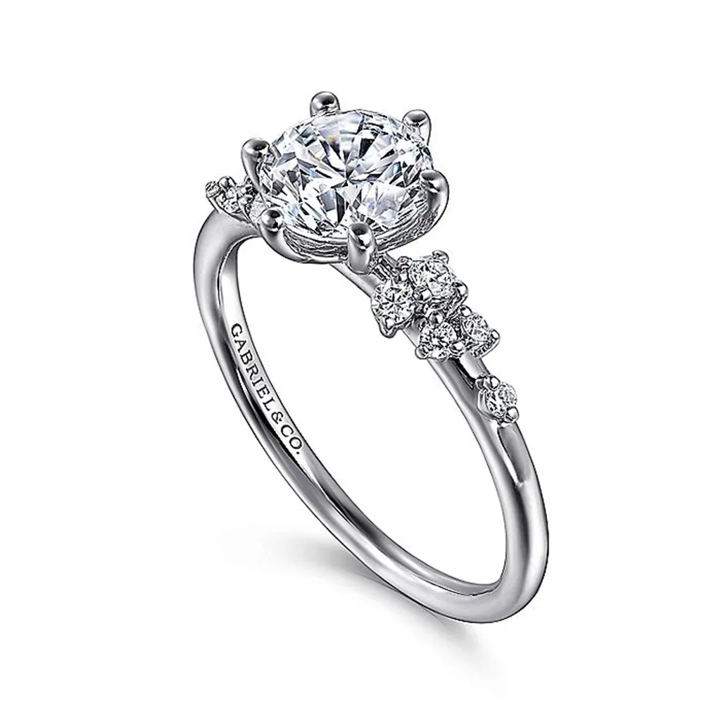 14K White Gold 'Reena' Classic Round Diamond Engagement Ring