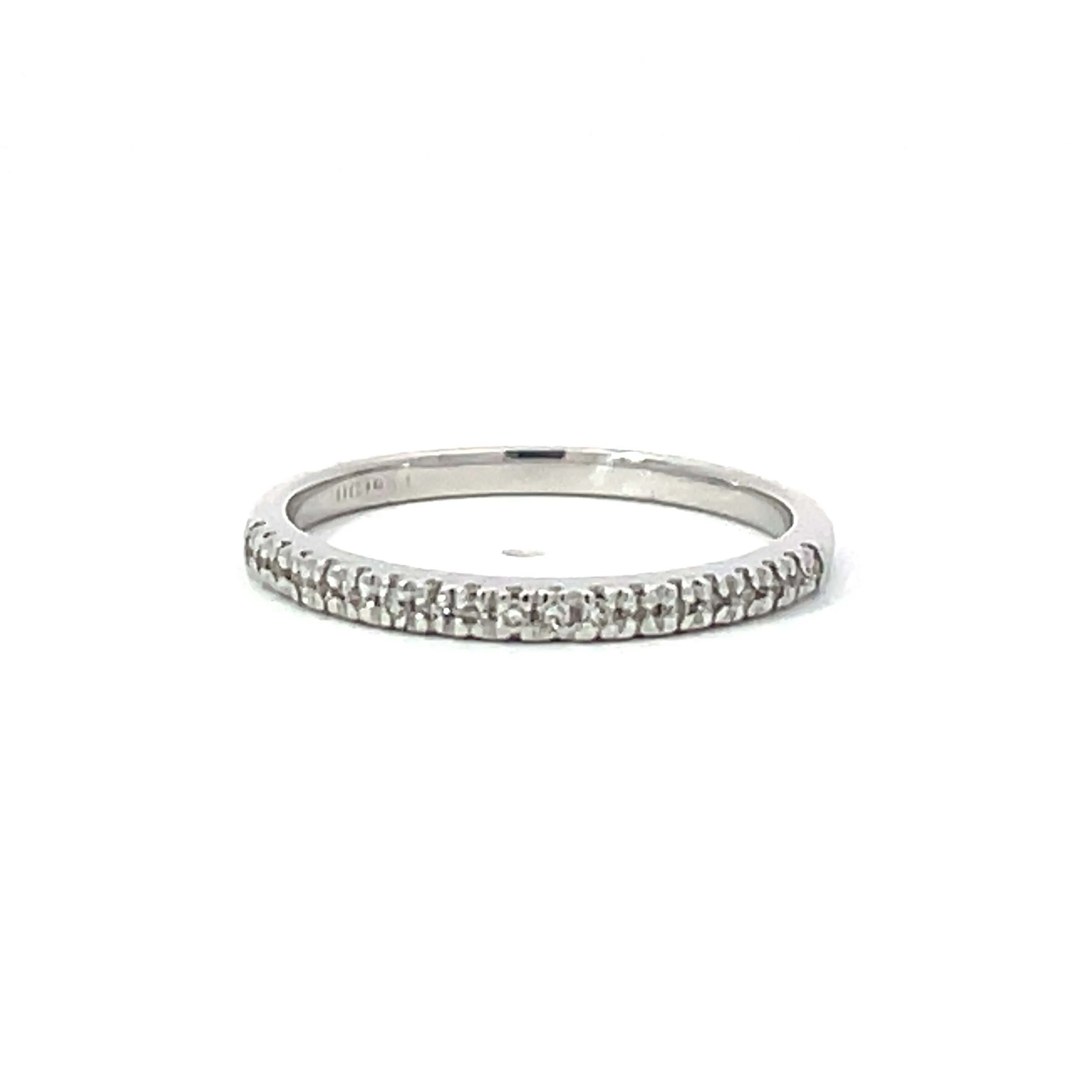 14K White Gold Rhodium Plated Diamond Wedding Band