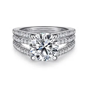 14K White Gold 'Rivah' Split Shank Round Natural Diamonds Engagement Ring