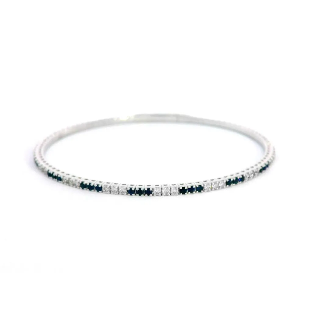 14K White Gold Sapphires Flex Bracelet