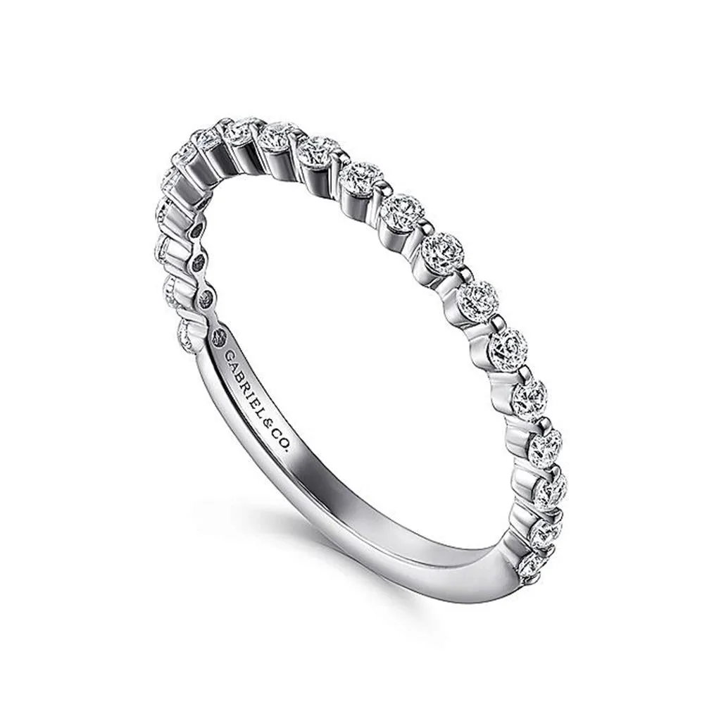 14K White Gold Single Prong Diamond Anniversary Band