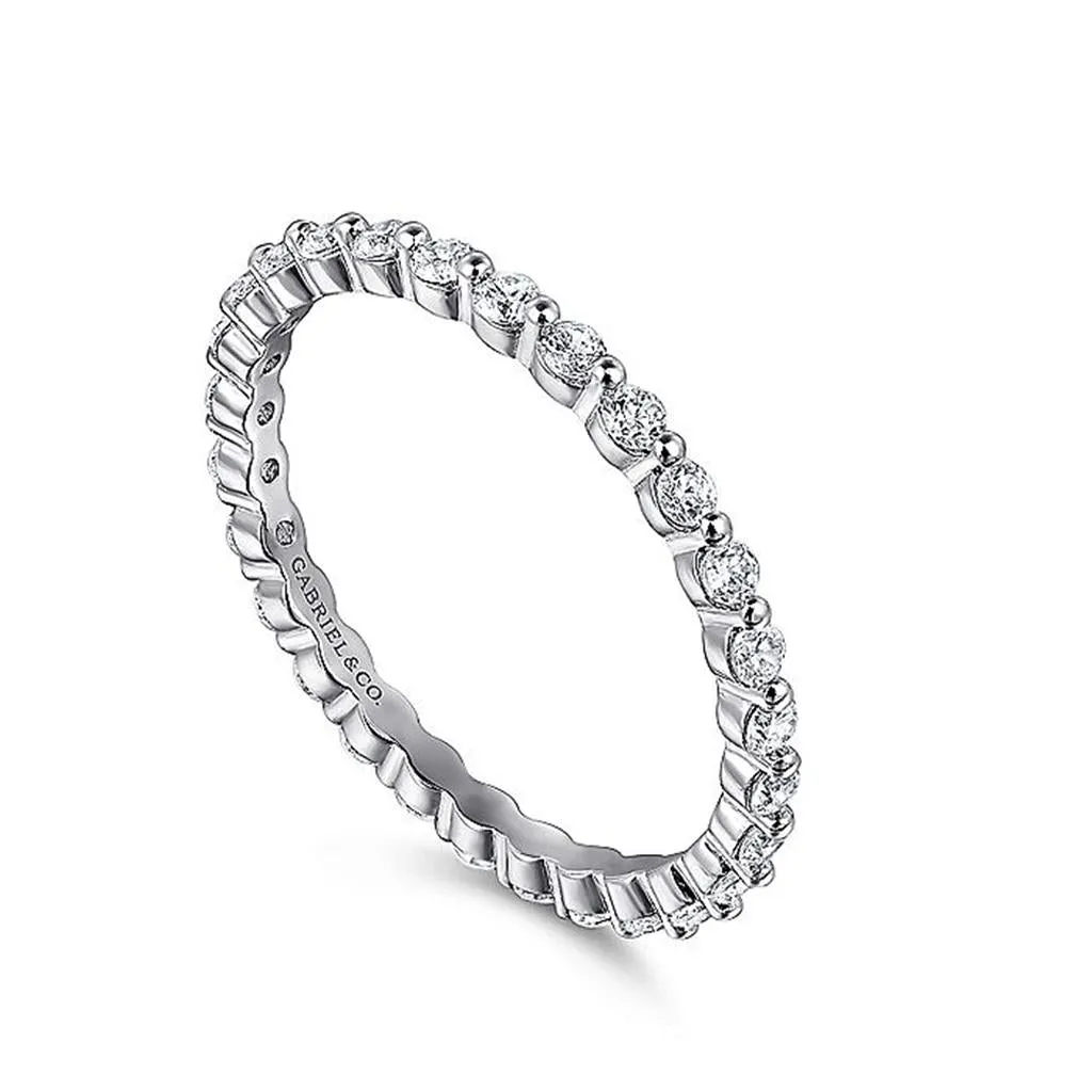 14K White Gold Single Prong Diamond Anniversary Band