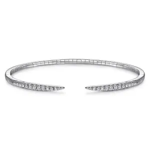 14K White Gold Split Diamond Spike Bangle