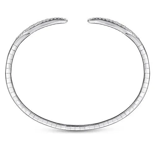 14K White Gold Split Diamond Spike Bangle