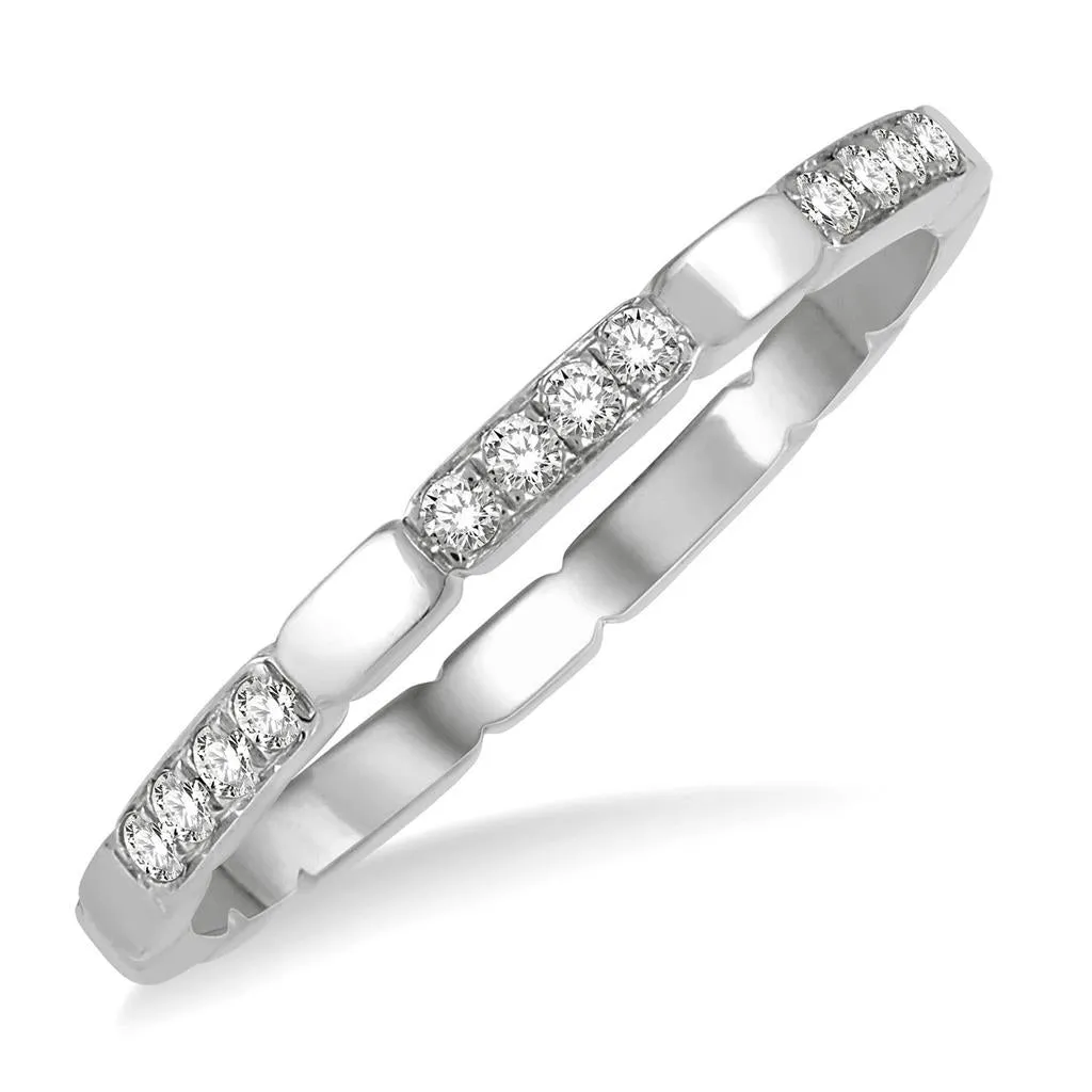 14K White Gold Stackable Natural Diamonds Ring