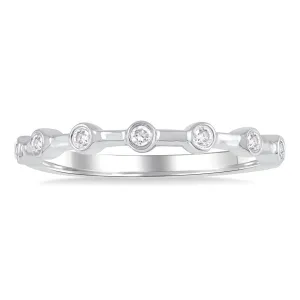 14K White Gold Stackable Natural Diamonds Ring