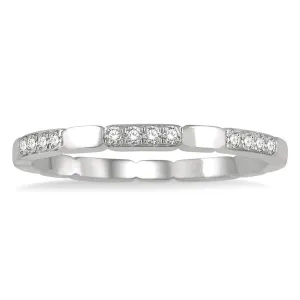 14K White Gold Stackable Natural Diamonds Ring
