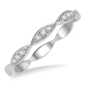14K White Gold Stackable Natural Diamonds Ring