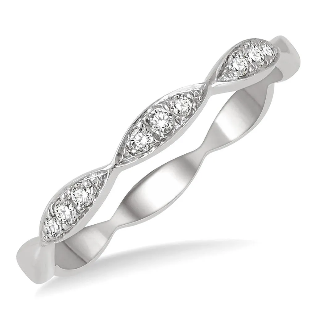 14K White Gold Stackable Natural Diamonds Ring