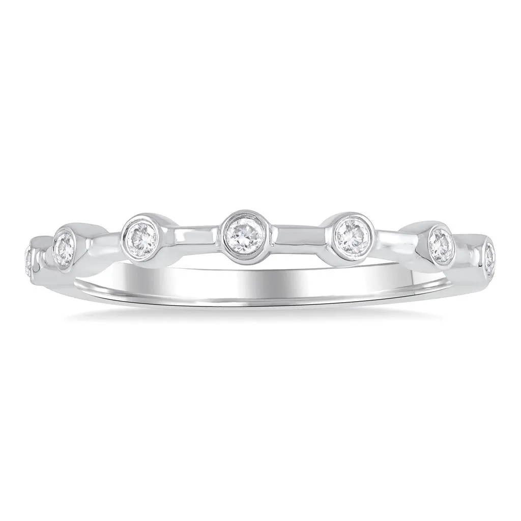 14K White Gold Stackable Natural Diamonds Ring