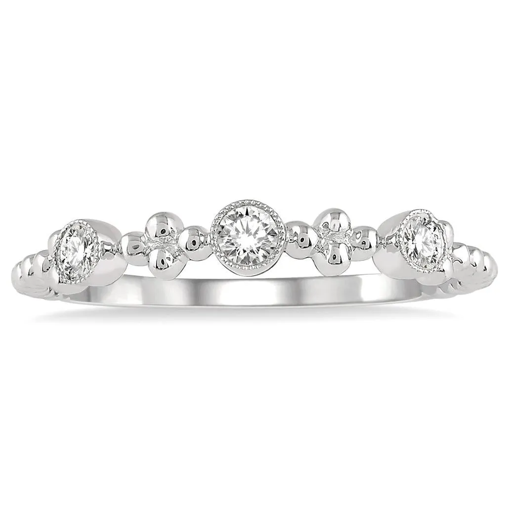 14K White Gold Stackable Natural Diamonds Ring