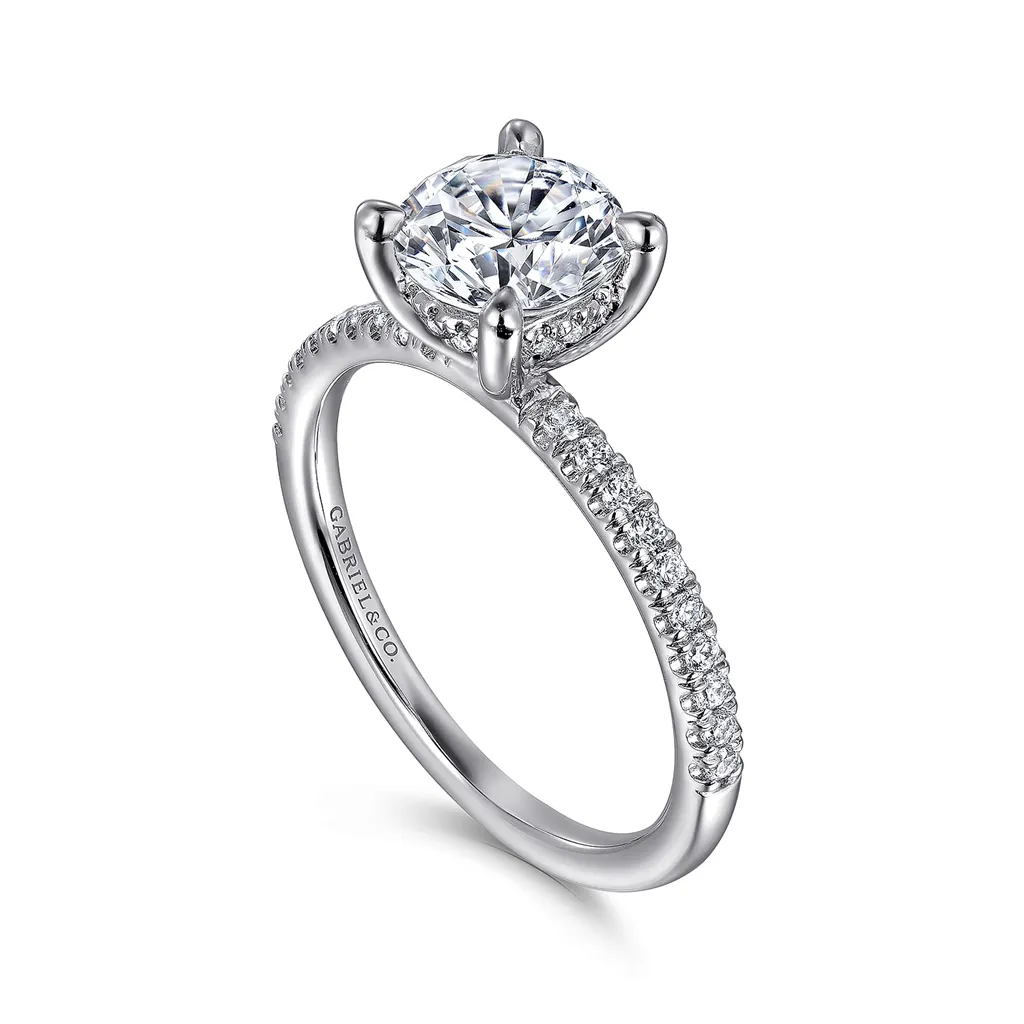 14K White Gold 'Stasia' Classic Round Natural Diamonds Engagement Ring