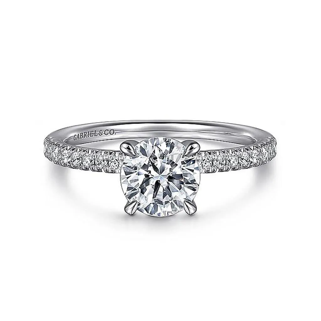 14K White Gold 'Stasia' Classic Round Natural Diamonds Engagement Ring