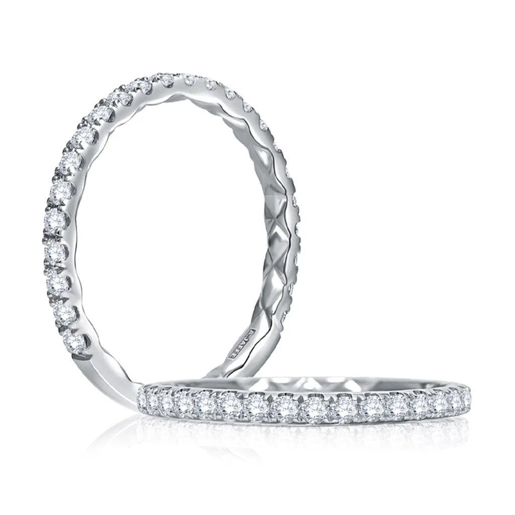14K White Gold Straight Diamond Band