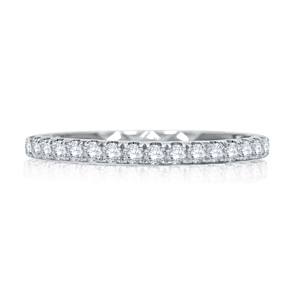 14K White Gold Straight Diamond Band