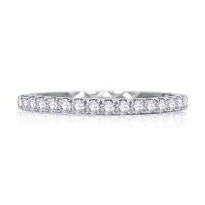 14K White Gold Straight Diamond Band