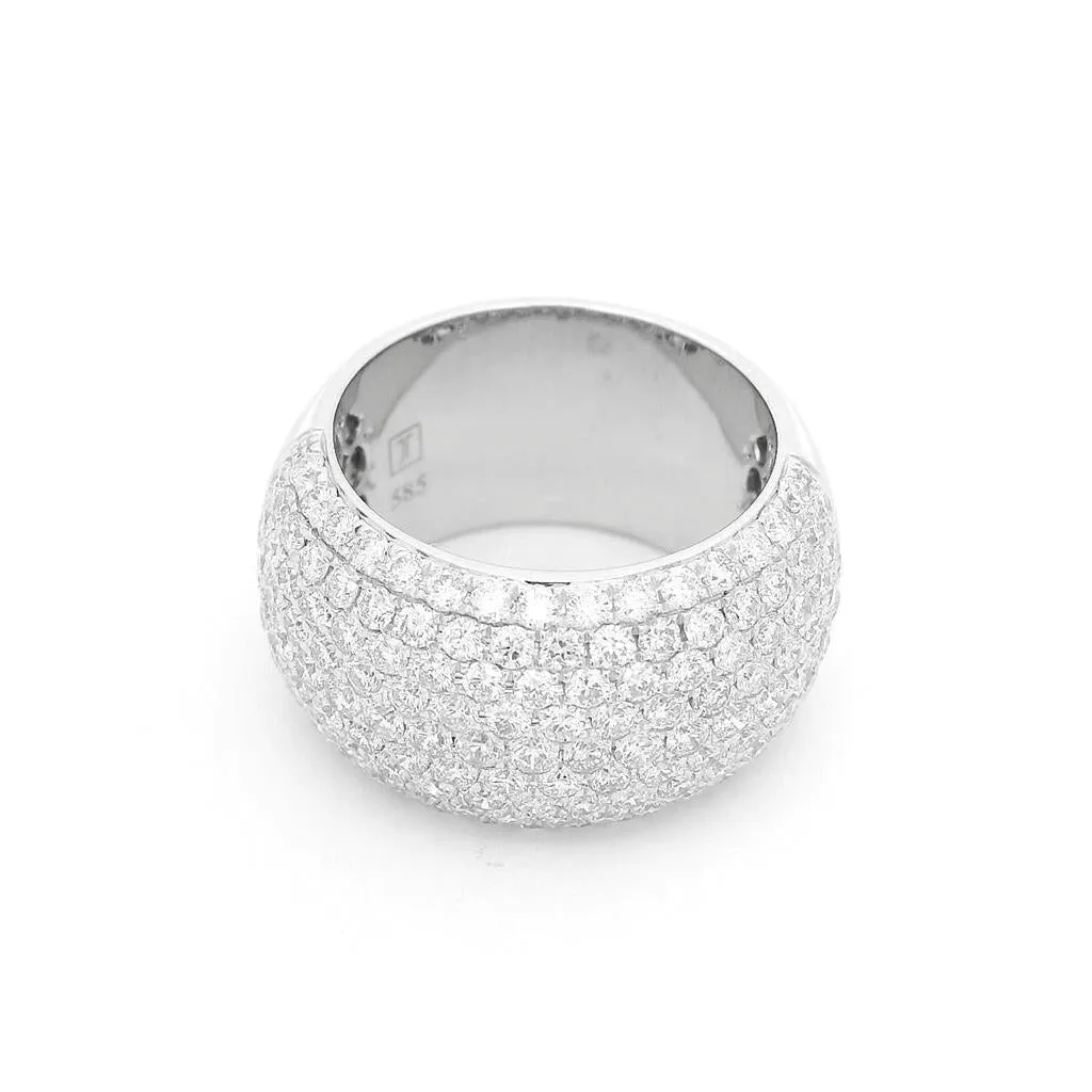 14K White Gold Wide Pav Natural Diamond Band