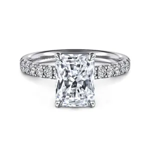 14K White Gold 'Winslow' Classic Radiant Natural Diamonds Engagement Ring