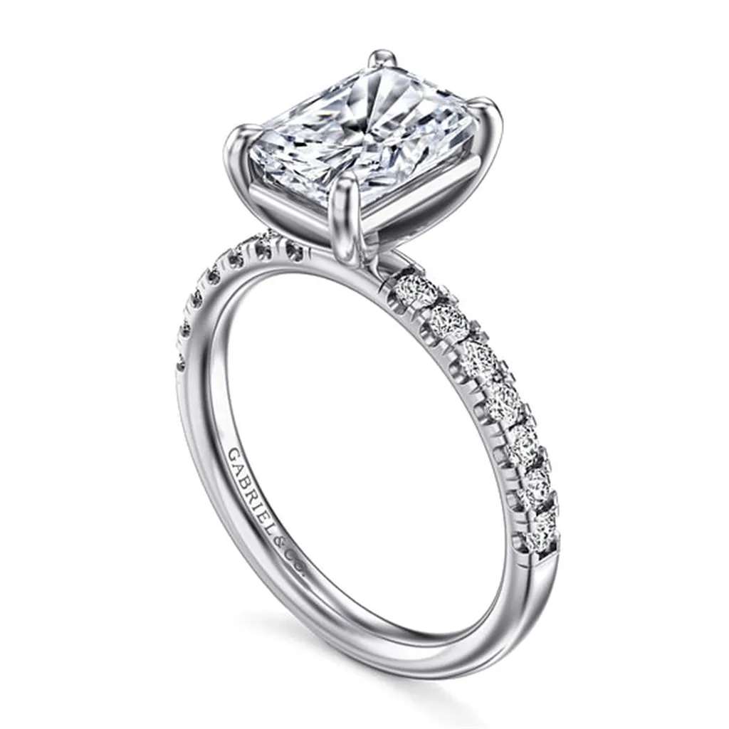 14K White Gold 'Winslow' Classic Radiant Natural Diamonds Engagement Ring