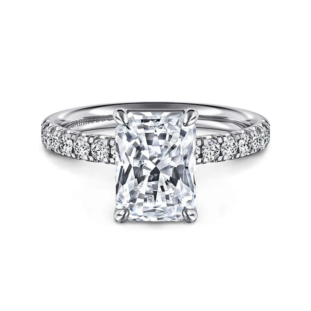 14K White Gold 'Winslow' Classic Radiant Natural Diamonds Engagement Ring