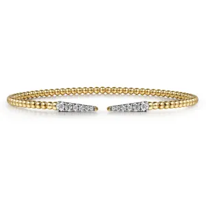 14K White-Yellow Gold Bujukan Diamond Stations Bangle