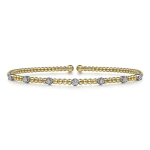 14K White-Yellow Gold Bujukan Diamond Stations Bangle