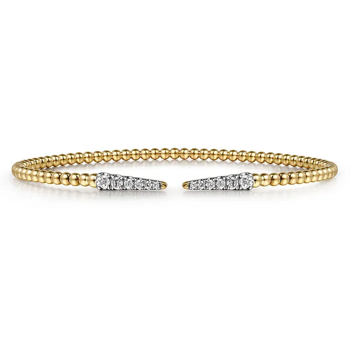 14K White-Yellow Gold Bujukan Diamond Stations Bangle