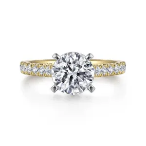 14K White-Yellow Gold Round Diamond Engagement Ring