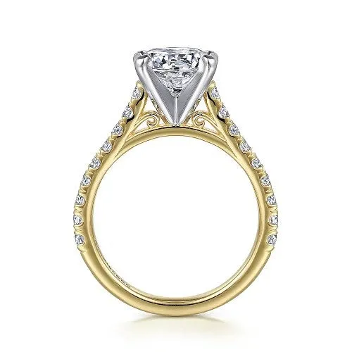 14K White-Yellow Gold Round Diamond Engagement Ring