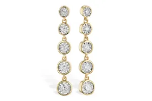 14K Yellow And White Gold Dangle Natural Diamonds Earrings