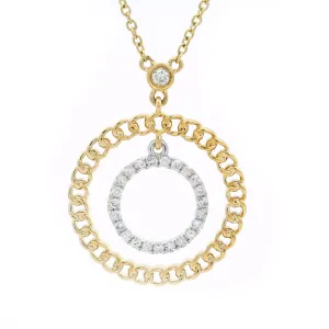 14K Yellow And White Gold Natural Diamonds Circle Necklace