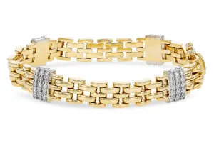 14K Yellow And White Gold Natural Diamonds Fancy Link Bracelet