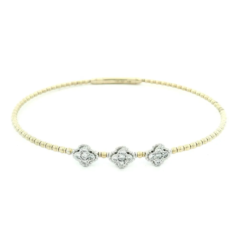 14K Yellow And White Gold Natural Diamonds Flex Bracelet