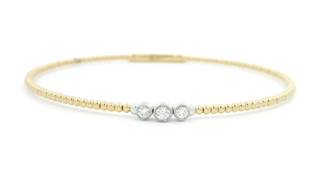 14K Yellow And White Gold Natural Diamonds Flex Bracelet