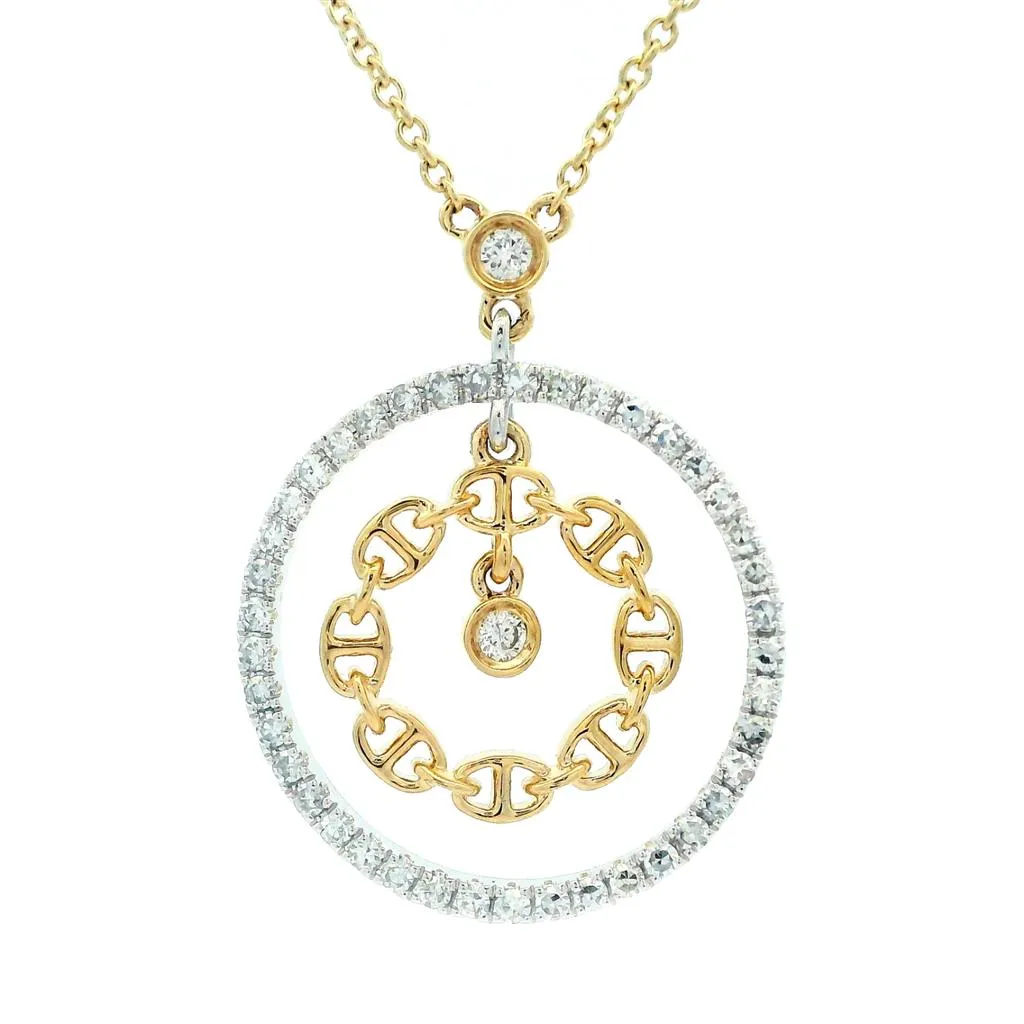14K Yellow And White Natural Diamonds Contemporary Necklace