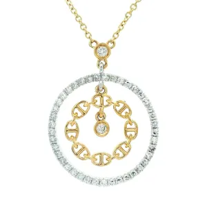 14K Yellow And White Natural Diamonds Contemporary Necklace